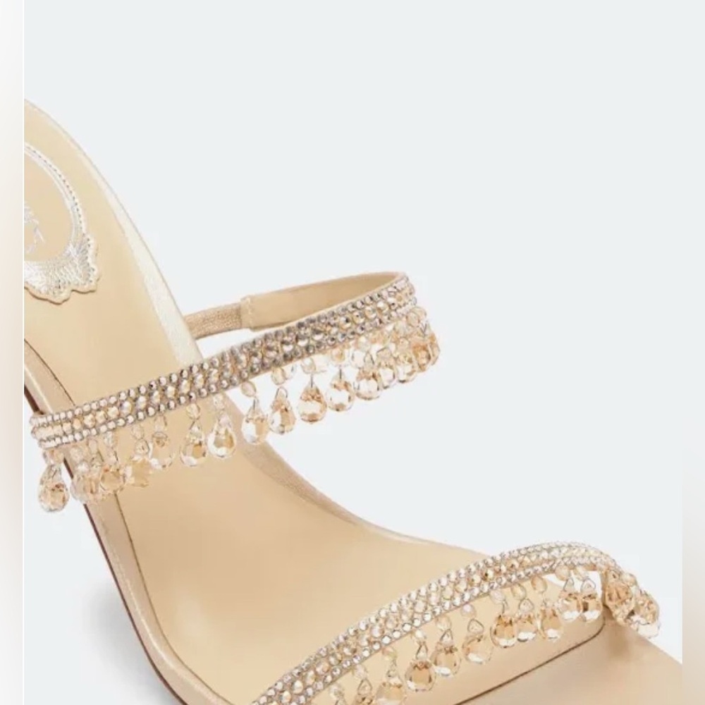 NIB Rene Caovilla Beige/Gold Chandelier Heels - Picture 3 of 12